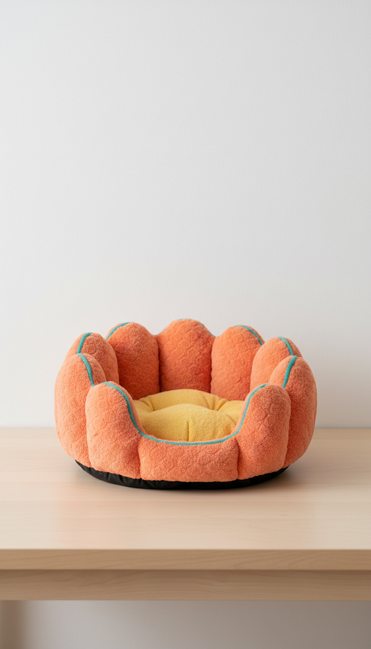 Plush Pet Bed in Coral Pop